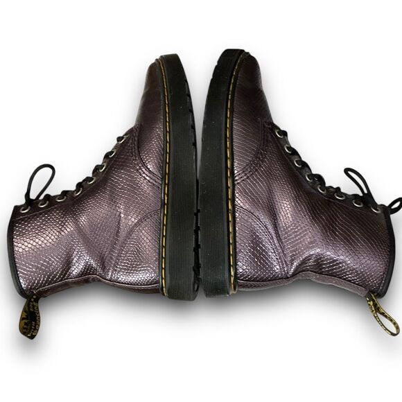 Dr. Martens Purple Snakeskin Embossed Leather Boots Combat Boots - Picture 9 of 9